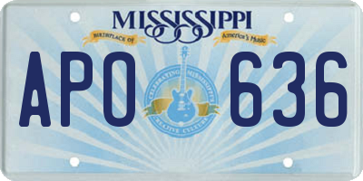 MS license plate APO636