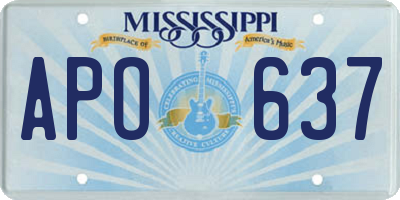 MS license plate APO637