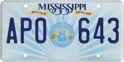 MS license plate APO643