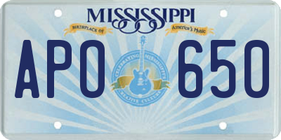 MS license plate APO650