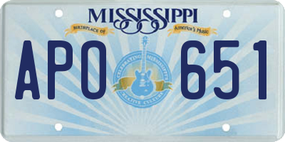 MS license plate APO651