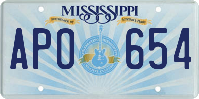 MS license plate APO654