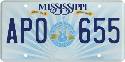 MS license plate APO655