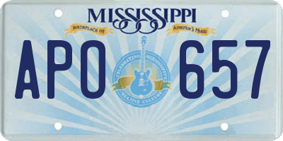 MS license plate APO657