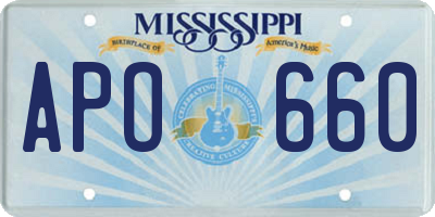 MS license plate APO660