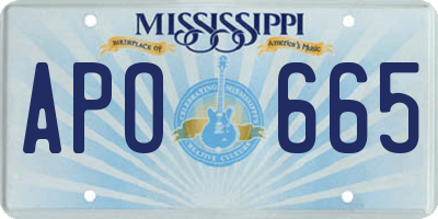MS license plate APO665
