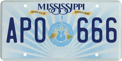 MS license plate APO666