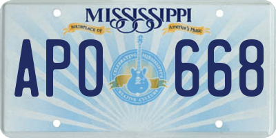 MS license plate APO668