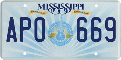 MS license plate APO669