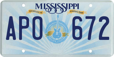 MS license plate APO672