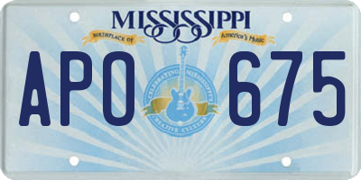 MS license plate APO675