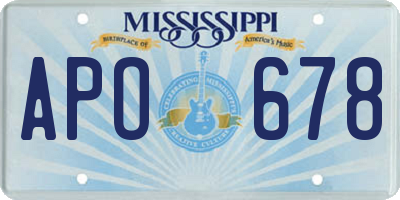 MS license plate APO678