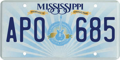 MS license plate APO685