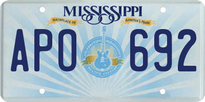 MS license plate APO692