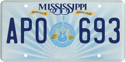 MS license plate APO693