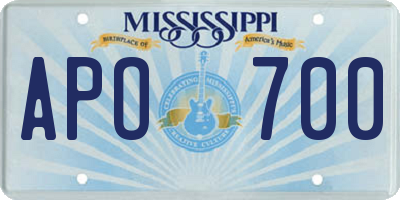 MS license plate APO700