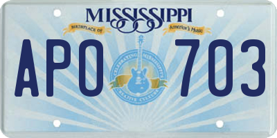MS license plate APO703