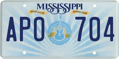MS license plate APO704