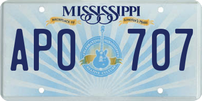 MS license plate APO707