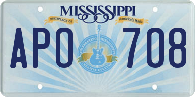 MS license plate APO708