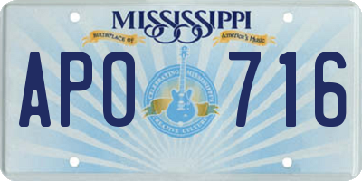 MS license plate APO716