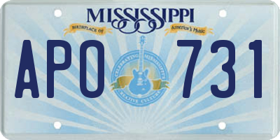 MS license plate APO731