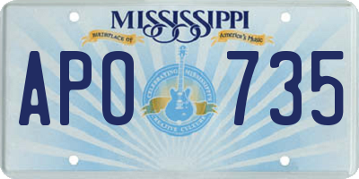 MS license plate APO735