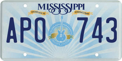 MS license plate APO743