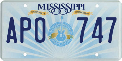 MS license plate APO747