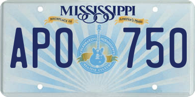 MS license plate APO750