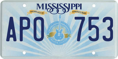 MS license plate APO753