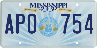MS license plate APO754