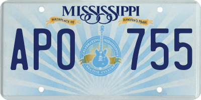 MS license plate APO755