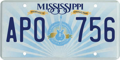 MS license plate APO756