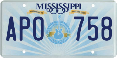 MS license plate APO758