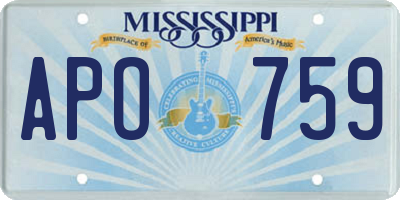 MS license plate APO759