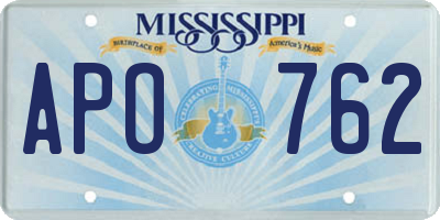MS license plate APO762