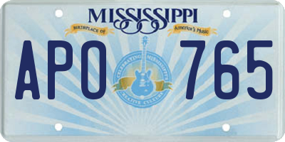 MS license plate APO765