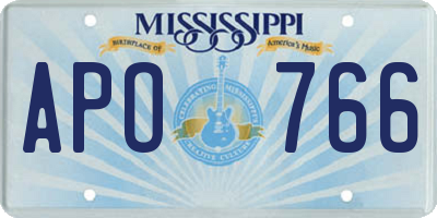 MS license plate APO766