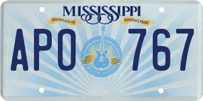 MS license plate APO767