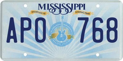 MS license plate APO768