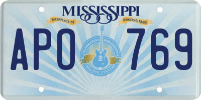 MS license plate APO769