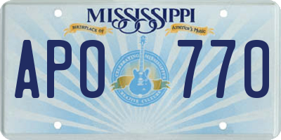 MS license plate APO770
