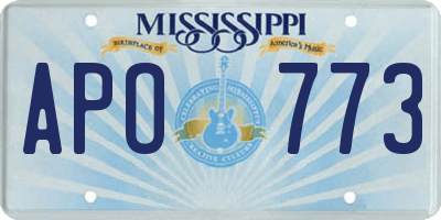 MS license plate APO773