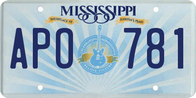 MS license plate APO781