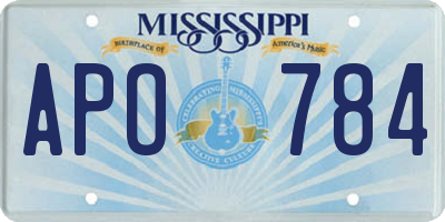 MS license plate APO784