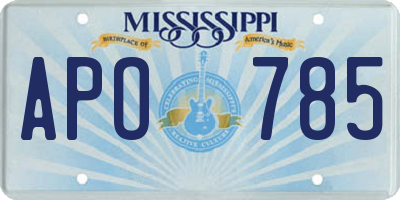 MS license plate APO785