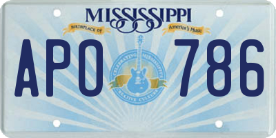 MS license plate APO786