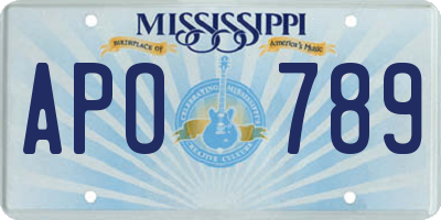 MS license plate APO789