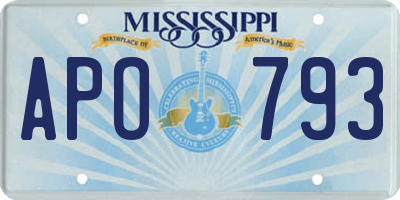 MS license plate APO793